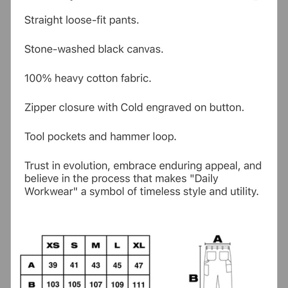 V1 carpenter pants. Faded black. XL. New. Never worn. - Picture 4 of 9